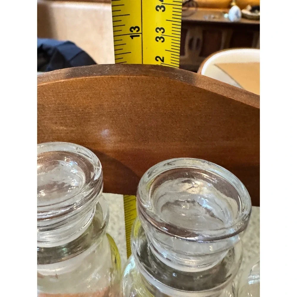 Vintage Wooden Spice Rack 12 Glass Jars Made in Japan Apothecary Drawer 11.5in